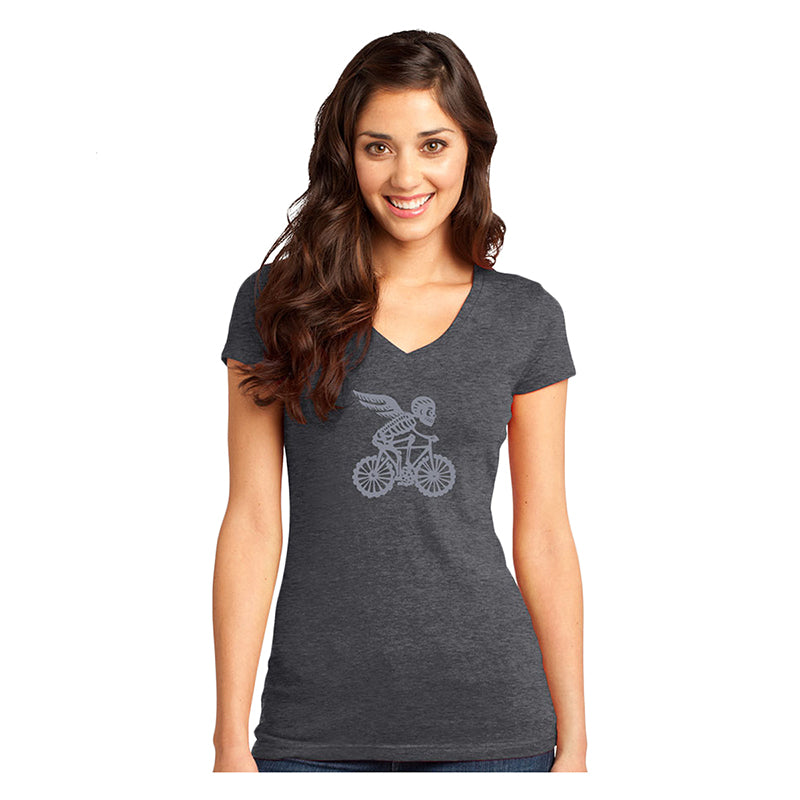 DHD LADIES TSHIRT VNECK VELOBONES MD HNV