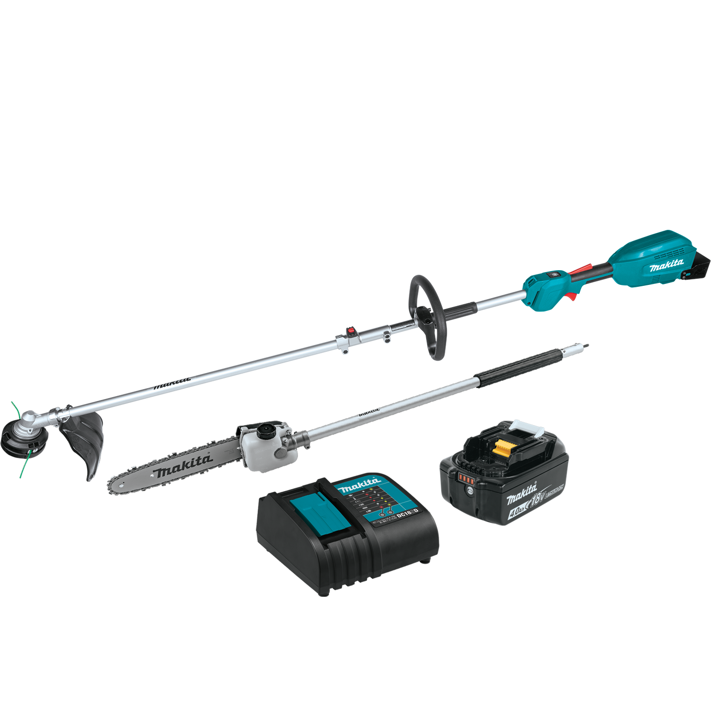 XUX02SM1X4 18V LXT COUPLE SHAFT POWERHEAD KIT W 13''STRING TRIMMER & 10'' POLE SAW ATTACHMENT